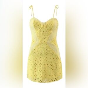 For Love Bell Mini Yellow Eyelet Dress